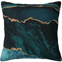 Teal Gold Watercolor Agate Marble Pillowcase Printed Cushion Cover Decorations Modern Throw Pillow Case Cover Bedroom Square
