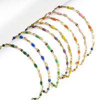 Fashion 304 Stainless Steel Lips Chain Bracelets Gold Color Enamel Beads Jewelry For Women Gifts 17.5cm(6 7/8") long, 1 Piece