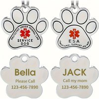 Personalized Dog Cat Plate Tags Engraved Puppy Pet ID Name Collar Tag Alloy Paw Dog Service Pendant Pets Dogs Accessories