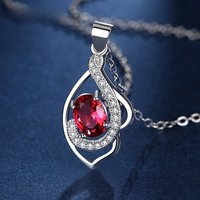 ZDADAN 925 Sterling Silver Ruby Zircon Necklaces For Women Fashion Wedding Jewelry Gift