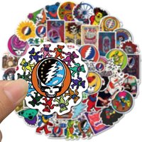 AliExpress NONE 50Pcs Rock Band Great-ful Dead Stickers Laptop Guitar Luggage Waterproof Phone Bike Cool Graffiti Sticker Decal Classic