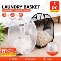 Large Laundry Hamper Foldable Mesh Clothes Basket Portable Dirty Clothes Storage Bin Breathable Ventilated Washing Organizer