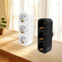 Dual Schuko adapter plug, cableless, 3680 W max, max 250 V / 16 A multiplug, 3-fold