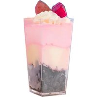 25/50/100 Pack 5oz Mini Dessert Cups Square Tall Clear Plastic Shooters Party Serving Cups for Parfait Puddings Appetizers