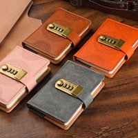 Retro Password Book A7 (4*5.8 in) With Lock Creative Thick And Durable Notepad, Stationery Notebook Protection Secret Safety