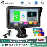 Podofo 7 Inch Portable CarPlay Android Auto Car Radio Multimedia Video Player Touch Screen BT With AUX USB MP5 Player FM RDS