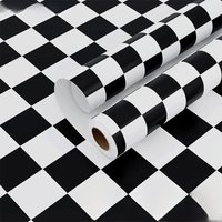 Checkered Contact Paper Peel and Stick Black White Wallpaper Self Adhesive Waterproof Decorative Vinyl for Kitchen Walls Sticker
