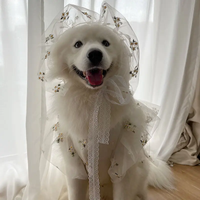 Pet Large Dogs Spring Summer Clothes Thin Wedding Suit Wedding Dress Satsuma Golden Hair Hat Large Dog Dress