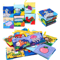 Baby Soft Cloth Books Baby Intelligence Development Learning Book with Teether Rustle Sound Cognition Educational Toys for Baby