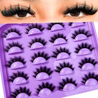 New 20 Pairs Of Natural Full False Eyelashes,Thick Curling Fluffy Eyelashes For Party Use Manga Eyelashes, Travel Essentials