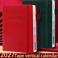 2027 New Agenda PU Leather Band Notebook 365 Days Daily Planner One Page Per Day Time Management Journal 320 Pages Schedule Book