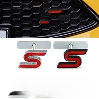 3D Metal S Logo Front Grille Emblem Badge Car Rear Trunk Stickers For Ford Focus Fiesta Escape Ecosport Kuga Mondeo Accessories