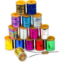 Wifreo 0.3mm/1mm Holographic Tinsel Fly Tying Flat Mylar Tinsel Flash Tape Material for Streamer Flashback Nymphs