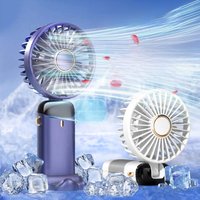 Handheld Mini Fan Foldable Portable Neck Hanging Fans 5 Speed USB Rechargeable Fan with Phone Stand and Display Screen 1800mAh