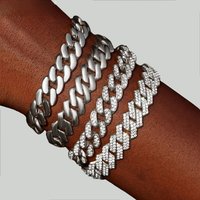 Cuban Link Bracelet for Men Women Bling Iced Out Rhinestone Paved Miami Metal Hand Chain Hip Hop Jewelry Gifts Wholesale