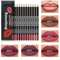 12 Colors Lip Liner Pen Set Fashion Black Rod Waterproof Non-stick Cup Easy To Color Lipstick Pen Makeu