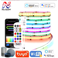 Tuya WiFi WS2811 RGBIC COB LED Strip Smart APP/Voice Control Music Sync High Density Flexible Light for Home Decor 12V/24V 2811