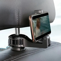 Multifunctional 2 In 1 Car Hook Hidden Mobile Phone Holder Bracket Car Clip Rear Row Headrest Hook Lock Buckle Car Mount Stand