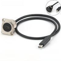 0.5-1m Metal USB3.1 Type C Data Extension Cable USB Connector Flush Mount Adapter Socket Wires for Phone Car Truck Moto Industry