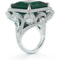 Vintage Lab Emerald Diamond Ring 14K White Gold Party Wedding Band Rings for Women Men Engagement Jewelry Gift