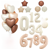 40Inch Cream Color Number Balloons 1-9 Large Figure Heart Helium Balloon for Kids Girls 1st Year Birthday Wedding Decor Supplies