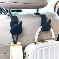 2pcs Adorable 3D Cartoon Cat Car Seat Headrest Hooks - Universal Vehicle Storage Organizer for Handbags, Purses, Coats - Cute Ca