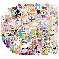 AliExpress NONE 100PCS Cute Cartoon Pearl Milk Tea Stickers Pack for Girl Boba Bubble Teas Decal Sticker Decoration Bicycle Motorcycle Tabletop