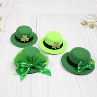 St. Patrick's Day Green Hat Hairpin Shamrock Top Hat Decoration Adult Kids Irish Festival Headwear Cap