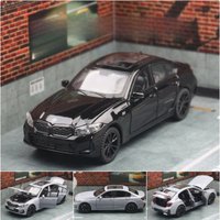 1/32 BMW 320i Sedan Miniature Diecast Toy Car Model Sound & Light Doors Openable Educational Collection Gift for Children Boy