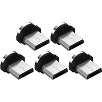 USLION 5PCS Micro USB Plug 360 Rotation Magnetic Tips For Mobile Phone Replacement Part Durable Converter Charging Cable Adapter
