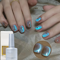 Misscheering Aurora Blue Cat's Eye Magnetic Gel Nail Polish Shining Glimmer Fairy Crystal Magnetic Gel Polish for Nail DIY