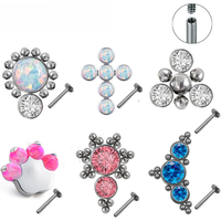G23 Titanium Piercing Stud Earrings Women Opal Labret Lnternally Threaded wholesale Earring Tragus Cartilage Prevent-allergies