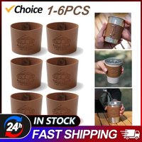 PU Leather Tea Cup Holders Non-slip Portable Leather Cup Holder Thickened Heat Insulation Vintage Accessories for Hiking Camping