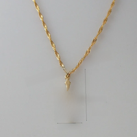 YELLOW GOLD COLOR 45CM WATER WAVE NECKLACE PLAIN SURFACE JESUS CROSS GOD PENDANT