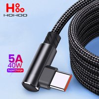 5A 40W USB Type C Cable 90 degree Fast Charging For Huawei Xiaomi POCO Redmi Wire Cord Type C Charger Phone Charging Cable Cord