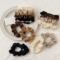 5/10pcs Fashionable Headbands Girls Elastic Rubber Headbands Women'S Ponytail Brackets Silk Satin Rolled Edge Band Headbands