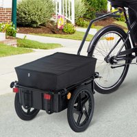 AliExpress HOMCOM Cargo Trailer Bike Trolley Cart with Handle Removable Rain Cover 70L