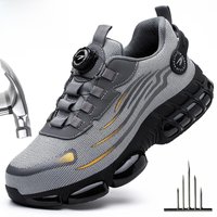 Hot Rotary Buckle Work Safety Shoes For Men Air Soft Sole Lightweight Protective Work Sneakers Men Breathable Safety Footwear