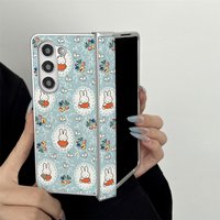 Korean Ins Cute Flower Multi Miffy Rabbit Skin Plating Suitable for Samsung Galaxy Z Fold 7/Fold 6/5/4 W26 with Magnetic Attract