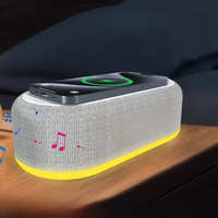 Wireless Charger Pad Bluetooth Speaker Alarm Clock LED Light Thermometer Earphone Phone Fast Charging Station for iPhone Samsung
