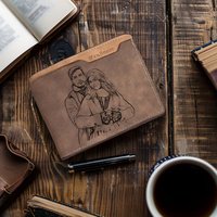 Custom Photo Wallet for Men, Personalized Engraved Picture Wallet, Father's Day Gift for Dad, Anniversary & Birthday Gift