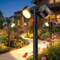 Zestaw 2/4 sztuk 24-calowych solarnych lamp ogrodowych, 2x jaśniejsze i 150 ° Regulowane, dwugłowicowe, wodoodporne IP65, z automatycznym włączaniem/wyłączaniem do 15 godzin, solarne lampy ogrodowe