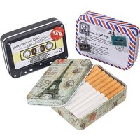 1pc Tin Cigarettes Cases Boxes Holder Sealed Tobacco Humidor Rolling Paper Storage Box Eiffel Tower Printed Smoking Accessories