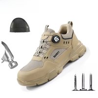 GUYISA Men's Safety Shoes Breathable Anti Smash Safety Shoes Light&Comfortable Khaki F155
