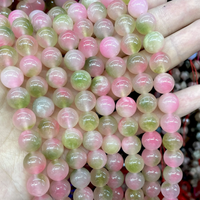 6 8 10 12 14MM Natural Stone Pink Green Chalcedony Jades Spacer Round Beads For Jewelry Making DIY Bracelet Necklace Accessories