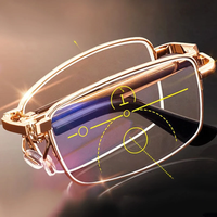 CLLOIO Folding Reading Glasses Men Women Portable Multifocal Glasses Anti Blue Ray Presbyopic optical Eyewear with Leather Case