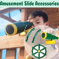 4x Playground Slide Equipment Set Kids Safety Handle Pirate Telescope Steering Handle Bars for Treehouse Small Steering Wheel