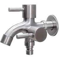 304 stainless steel faucet lengthened one into two out multi-function double-outlet washing machine faucet