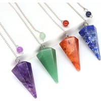 7 Chakra Pendulum Natural Stones Healing Crystal For Wicca Divination Witchcraft Dowsing Reiki Quartz Jewelry Pendants Wholesale