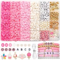 1876 Pcs Jumbo Jewelry Making Kit, DIY Craft Supplies for Whole Year, Boho Clay Beads, Star & Moon Acrylic Beads, Letter Beads &